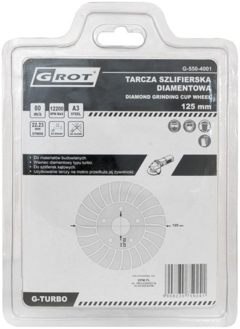 TARCZA SZLIFIERSKA DIAMENTOWA G-TURBO 125MM TARCZA SZLIFIERSKA DIAMENTOWA G-TURBO 125MM