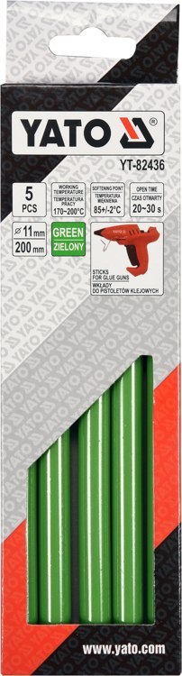 WKŁADY KLEJOWE 11,2X200MM 5SZT ZIELONE WKŁADY KLEJOWE 11,2X200MM 5SZT ZIELONE