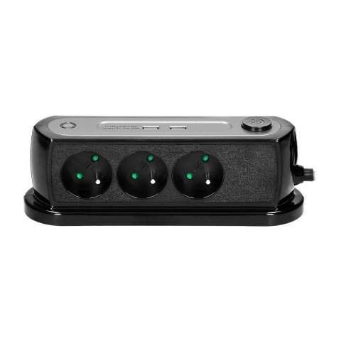 PRZEDŁUŻACZ BIURKOWY Z WYŁĄCZNIKIEM 3X2P+Z, 2XUSB 1,4M PRZEDŁUŻACZ BIURKOWY Z WYŁĄCZNIKIEM 3X2P+Z, 2XUSB 1,4M