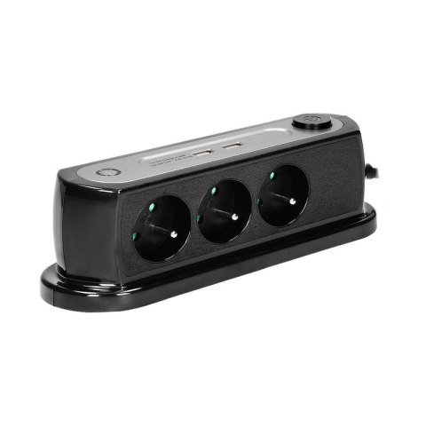 PRZEDŁUŻACZ BIURKOWY Z WYŁĄCZNIKIEM 3X2P+Z, 2XUSB 1,4M PRZEDŁUŻACZ BIURKOWY Z WYŁĄCZNIKIEM 3X2P+Z, 2XUSB 1,4M