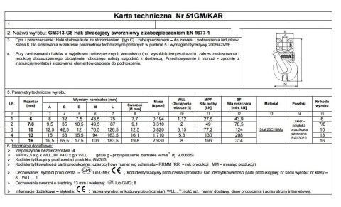 HAK SKRACAJĄCY SWORZNIOWY Z ZABEZPIECZENIEM 7/8MM G8 WLL2T HAK SKRACAJĄCY SWORZNIOWY Z ZABEZPIECZENIEM 7/8MM G8 WLL2T