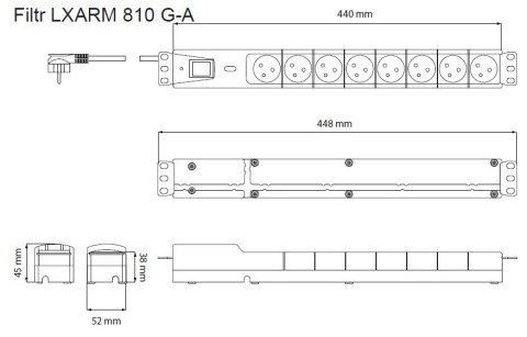 Listwa przeciwprzepięciowa LXARM 810, 3L, PDU, 3,0m, czarna Listwa przeciwprzepięciowa LXARM 810, 3L, PDU, 3,0m, czarna