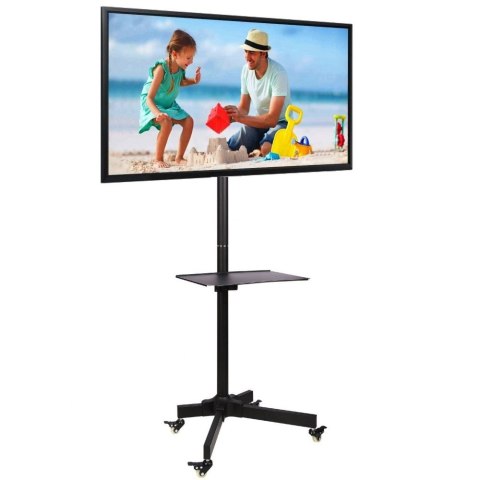 Stojak mobilny LCD/LED 23-55cali regulowany z półką, czarny Stojak mobilny LCD/LED 23-55cali regulowany z półką, czarny