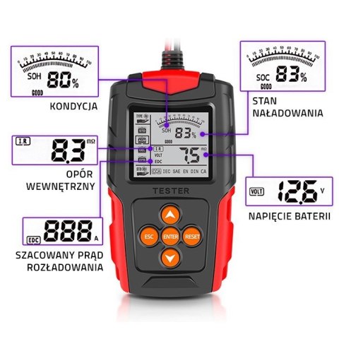 Cyfrowy tester akumulatora z wyświetlaczem LCD | 12V | 24V | 3Ah-200Ah Cyfrowy tester akumulatora z wyświetlaczem LCD | 12V | 24V | 3Ah-200Ah