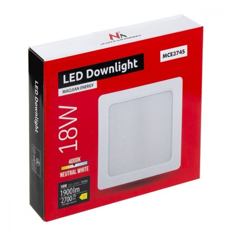 Panel LED sufitowy 18W 4000K MCE374S Panel LED sufitowy 18W 4000K MCE374S