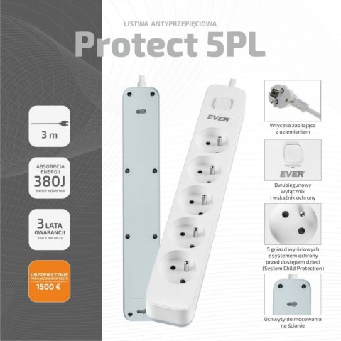 Listwa zasilająca PROTECT 5PL 3M T/LZ12-PRO030/0000 Listwa zasilająca PROTECT 5PL 3M T/LZ12-PRO030/0000