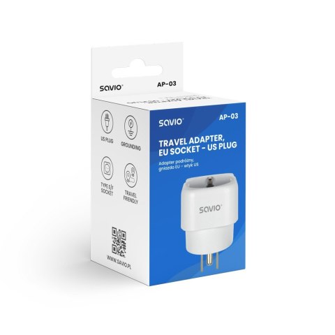 Adapter podróżny, gniazdo EU wtyk US AP-03 Adapter podróżny, gniazdo EU wtyk US AP-03