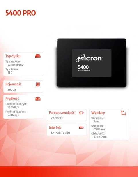 Dysk SSD 5400 PRO 960GB MTFDDAK960TGA-1BC1ZABYYR Dysk SSD 5400 PRO 960GB MTFDDAK960TGA-1BC1ZABYYR