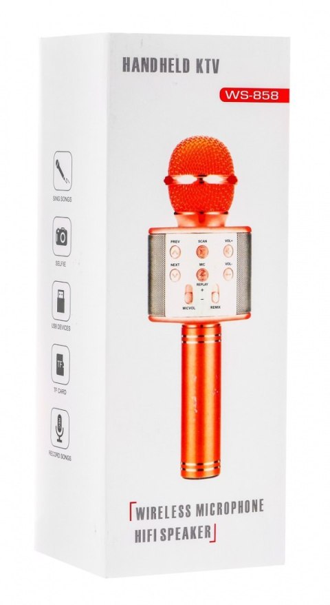 Mikrofon Karaoke Z Głośnikiem Różowe Złoto Mikrofon Karaoke Z Głośnikiem Różowe Złoto