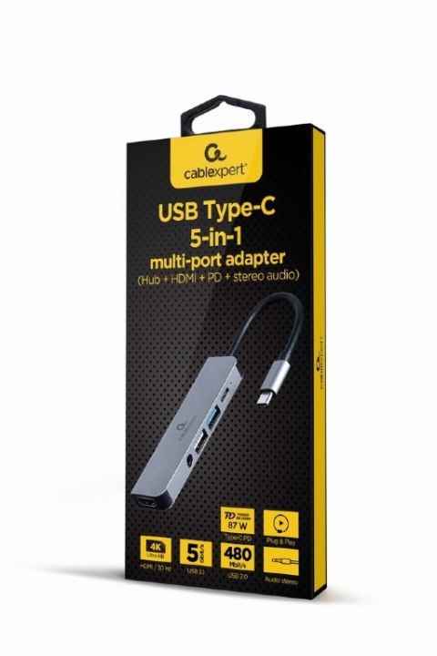 Adapter USB-C 5w1, PD, HDMI, Audio, USB 3.1, USB 2.0 Adapter USB-C 5w1, PD, HDMI, Audio, USB 3.1, USB 2.0