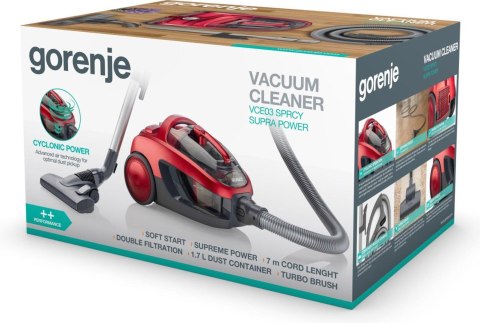 Odkurzacz bezworkowy 800W VCE03SPRCY GORENJE Odkurzacz bezworkowy 800W VCE03SPRCY GORENJE