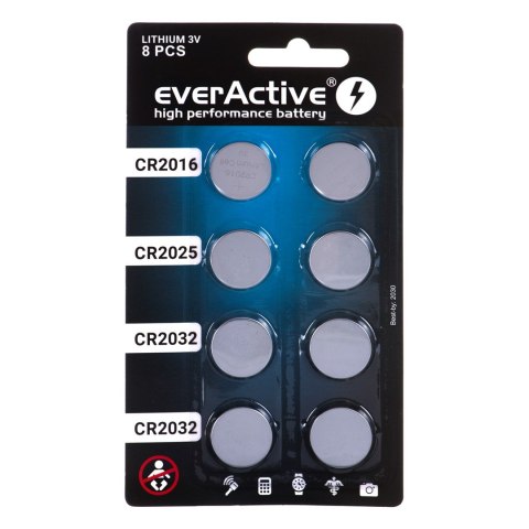 EVERACTIVE ZESTAW BATERII LITOWYCH, 4X CR2032; 2X CR2025; 2X CR2016 CRMIX8BL EVERACTIVE ZESTAW BATERII LITOWYCH, 4X CR2032; 2X CR2025; 2X CR2016 CRMIX8BL