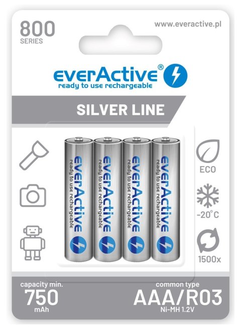 Zestaw akumulatorków everActive EVHRL03-800 (800mAh ; Ni-MH LSD) Zestaw akumulatorków everActive EVHRL03-800 (800mAh ; Ni-MH LSD)