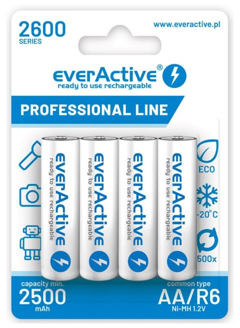 Zestaw akumulatorków everActive Professional line EVHRL6-2600 (2600mAh ; Ni-MH) Zestaw akumulatorków everActive Professional line EVHRL6-2600 (2600mAh ; Ni-MH)
