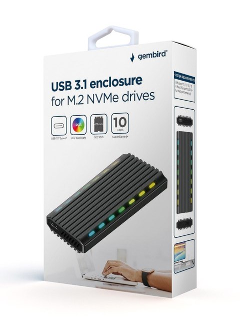 GEMBIRD OBUDOWA USB 3.1 NA DYSK M.2 NVME, RGB, ALUMINIOWA GEMBIRD OBUDOWA USB 3.1 NA DYSK M.2 NVME, RGB, ALUMINIOWA