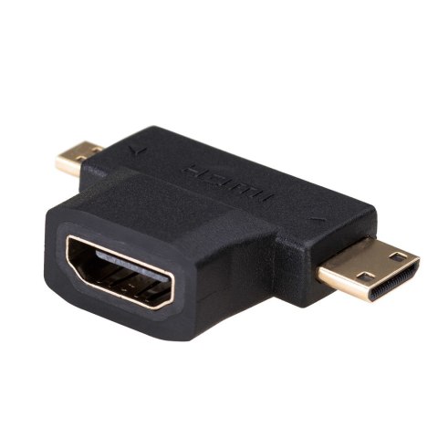 Adapter Akyga AK-AD-23 (HDMI F - Micro HDMI, Mini HDMI M; kolor czarny) Adapter Akyga AK-AD-23 (HDMI F - Micro HDMI, Mini HDMI M; kolor czarny)