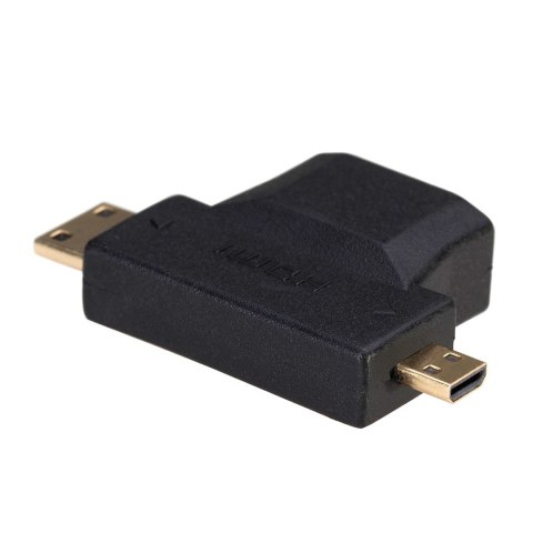 Adapter Akyga AK-AD-23 (HDMI F - Micro HDMI, Mini HDMI M; kolor czarny) Adapter Akyga AK-AD-23 (HDMI F - Micro HDMI, Mini HDMI M; kolor czarny)