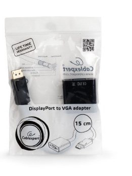 Adapter GEMBIRD A-DPM-VGAF-02 (DisplayPort M - D-Sub (VGA) F; 0,15m; kolor czarny) Adapter GEMBIRD A-DPM-VGAF-02 (DisplayPort M - D-Sub (VGA) F; 0,15m; kolor czarny)