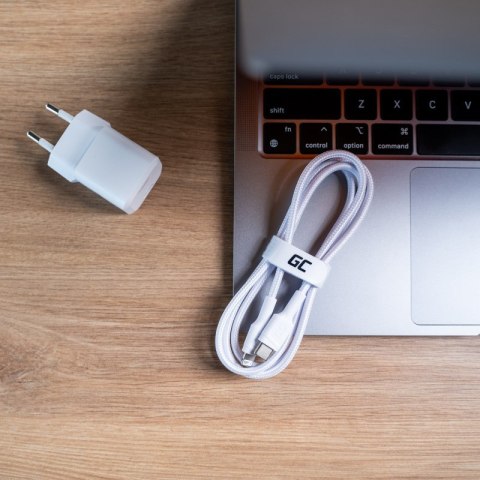 GREEN CELL KABEL KABGC07W GC POWER STREAM USB-C - LIGHTNING 100CM (MFI CERTIFIED) BIAŁY GREEN CELL KABEL KABGC07W GC POWER STREAM USB-C - LIGHTNING 100CM (MFI CERTIFIED) BIAŁY
