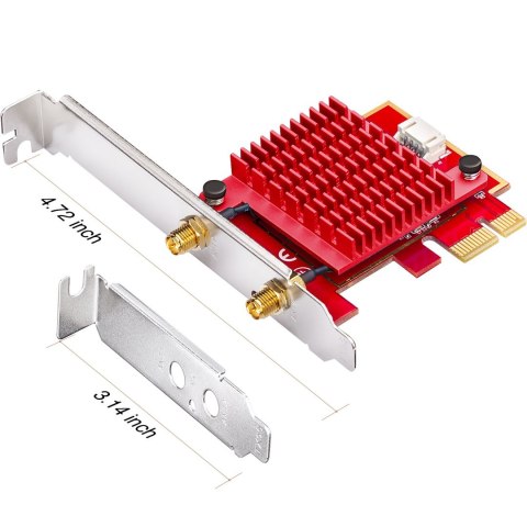 Karta sieciowa CUDY WE3000S AX5400 Wi-Fi 6 + BT 5.2 Intel AX210 Radiator PCIe Karta sieciowa CUDY WE3000S AX5400 Wi-Fi 6 + BT 5.2 Intel AX210 Radiator PCIe