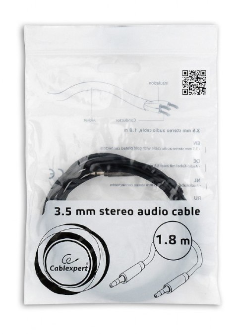Kabel GEMBIRD CCAP-444-6 (Mini Jack M - Mini Jack M; 1,8m; kolor czarny) Kabel GEMBIRD CCAP-444-6 (Mini Jack M - Mini Jack M; 1,8m; kolor czarny)