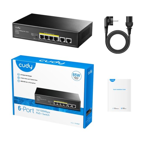 Switch CUDY FS1006P 6-Port 10/100M PoE+ 60W Switch CUDY FS1006P 6-Port 10/100M PoE+ 60W
