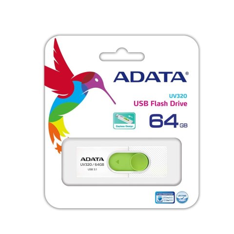 ADATA FLASHDRIVE UV320 64GB USB3.1 White-Green ADATA FLASHDRIVE UV320 64GB USB3.1 White-Green
