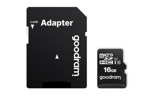 Karta pamięci GoodRam M1AA-0160R12 (16GB; Class 10, Class U1; Adapter, Karta pamięci) Karta pamięci GoodRam M1AA-0160R12 (16GB; Class 10, Class U1; Adapter, Karta pamięci)