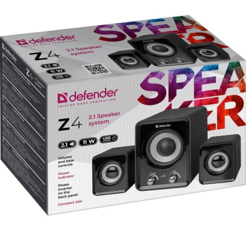 DEFENDER GŁOŚNIKI KOMPUTEROWE Z4 2.1 11W USB KONTROLA BASÓW I NISKICH TONÓW 65508 DEFENDER GŁOŚNIKI KOMPUTEROWE Z4 2.1 11W USB KONTROLA BASÓW I NISKICH TONÓW 65508