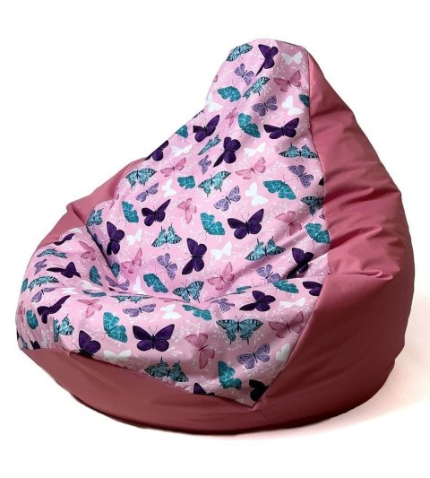 Pufa worek sako GRUSZA DRUK ciemny róż-motyle XXL 140x100 Pufa worek sako GRUSZA DRUK ciemny róż-motyle XXL 140x100