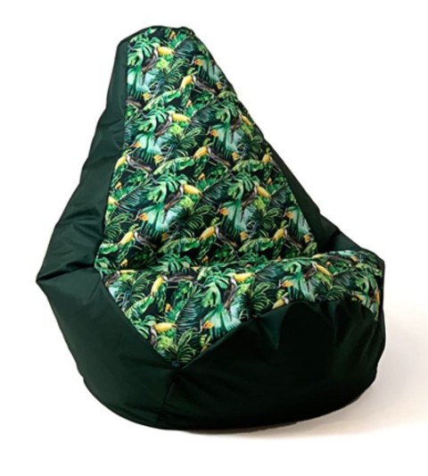 Pufa worek sako GRUSZA DRUK czarny-papuga XXL 140x100 Pufa worek sako GRUSZA DRUK czarny-papuga XXL 140x100