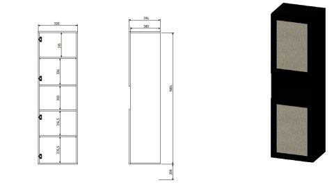Witryna JUTA 50x39,5x190 czarny + linol calabria Witryna JUTA 50x39,5x190 czarny + linol calabria