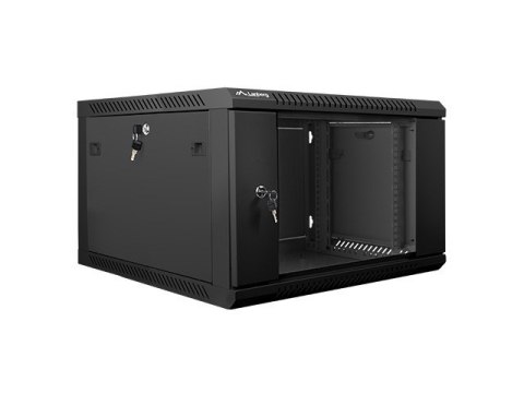 Szafa instalacyjna wisząca 19'' 6U 600X600mm czarna (drzwi szklane) Szafa instalacyjna wisząca 19'' 6U 600X600mm czarna (drzwi szklane)
