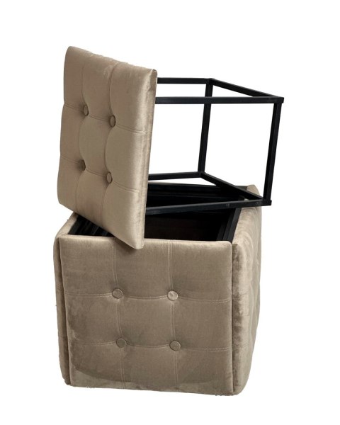 Puf-transformator 5w1 - 5 taboretów w 1 pufie cappuccino velvet 2284 Puf-transformator 5w1 - 5 taboretów w 1 pufie cappuccino velvet 2284