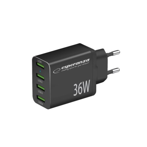 ESPERANZA ŁADOWARKA SIECIOWA 36W 4X USB-A QC 3.0 18W EZC107K ESPERANZA ŁADOWARKA SIECIOWA 36W 4X USB-A QC 3.0 18W EZC107K
