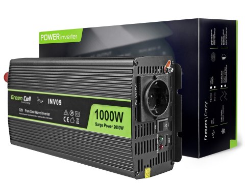 GREEN CELL PRZETWORNICA INV09 12V-230V 1000W/2000W CZYSTA SINUSOIDA GREEN CELL PRZETWORNICA INV09 12V-230V 1000W/2000W CZYSTA SINUSOIDA