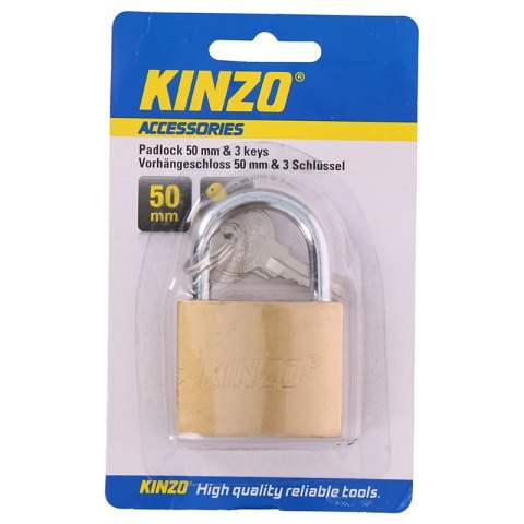 Kinzo - Kłódka mosiężna 50 mm z 3 kluczami Kinzo - Kłódka mosiężna 50 mm z 3 kluczami