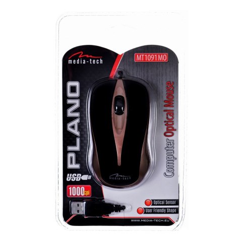 Mysz Media tech MT1091MO (optyczna; 800 DPI; kolor mosiądzu) Mysz Media tech MT1091MO (optyczna; 800 DPI; kolor mosiądzu)