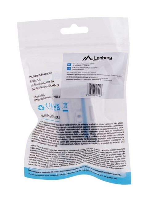 Gniazdo natynkowe Lanberg OU5-0001-W (RJ-45; kat. 5e; UTP; kolor biały) Gniazdo natynkowe Lanberg OU5-0001-W (RJ-45; kat. 5e; UTP; kolor biały)