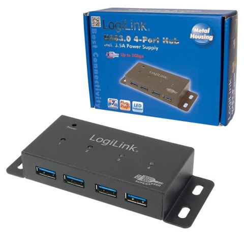 HUB 4xUSB3.0 Aktywny Metalowa obudowa HUB 4xUSB3.0 Aktywny Metalowa obudowa