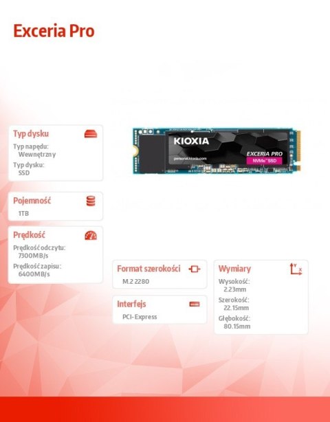 Dysk SSD Exceria Pro 1TB NVMe 2280 Dysk SSD Exceria Pro 1TB NVMe 2280