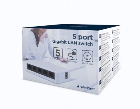 GEMBIRD SWITCH DESKTOP GIGABIT LAN (5X 10/100/1000MBPS) BIAŁY GEMBIRD SWITCH DESKTOP GIGABIT LAN (5X 10/100/1000MBPS) BIAŁY