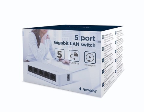 GEMBIRD SWITCH DESKTOP GIGABIT LAN (5X 10/100/1000MBPS) BIAŁY GEMBIRD SWITCH DESKTOP GIGABIT LAN (5X 10/100/1000MBPS) BIAŁY