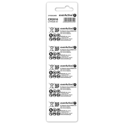 Bateria litowa CR2016 blister 5 szt. Bateria litowa CR2016 blister 5 szt.