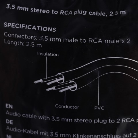 Kabel GEMBIRD CCA-458-2.5M (2x Cinch M - Mini Jack M; 2,5m; kolor czarny) Kabel GEMBIRD CCA-458-2.5M (2x Cinch M - Mini Jack M; 2,5m; kolor czarny)