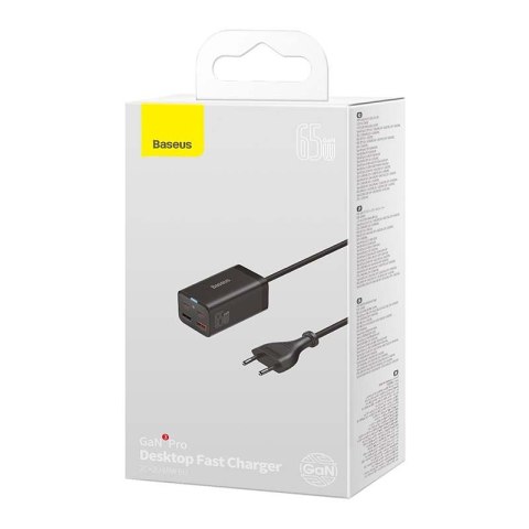 Ładowarka sieciowa Baseus GaN3 Pro, 2x USB-C, 2x USB, 65W (czarna) Ładowarka sieciowa Baseus GaN3 Pro, 2x USB-C, 2x USB, 65W (czarna)