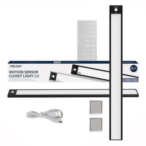 Lampka do szafy z czujnikiem ruchu Yeelight Closet Light 40cm (Czarna) 4000K Lampka do szafy z czujnikiem ruchu Yeelight Closet Light 40cm (Czarna) 4000K