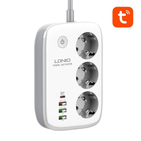 Inteligentna listwa zasilająca Wi-Fi LDNIO SEW3452, Tuya (biała) Inteligentna listwa zasilająca Wi-Fi LDNIO SEW3452, Tuya (biała)