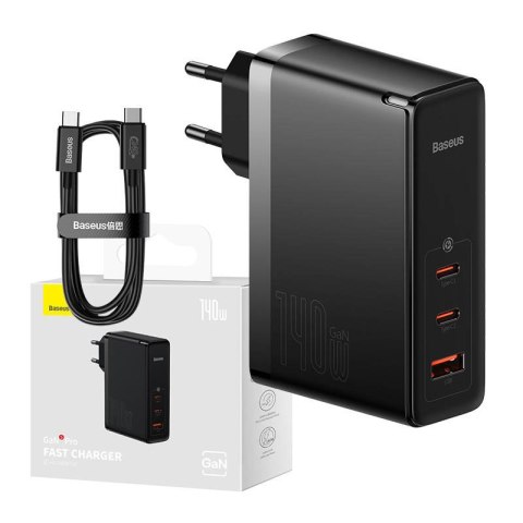 Ładowarka sieciowa Baseus GaN5 Pro 2xUSB-C + USB, 140W (czarna) Ładowarka sieciowa Baseus GaN5 Pro 2xUSB-C + USB, 140W (czarna)