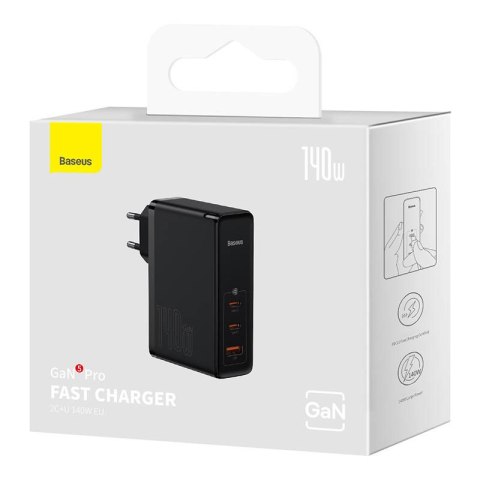 Ładowarka sieciowa Baseus GaN5 Pro 2xUSB-C + USB, 140W (czarna) Ładowarka sieciowa Baseus GaN5 Pro 2xUSB-C + USB, 140W (czarna)